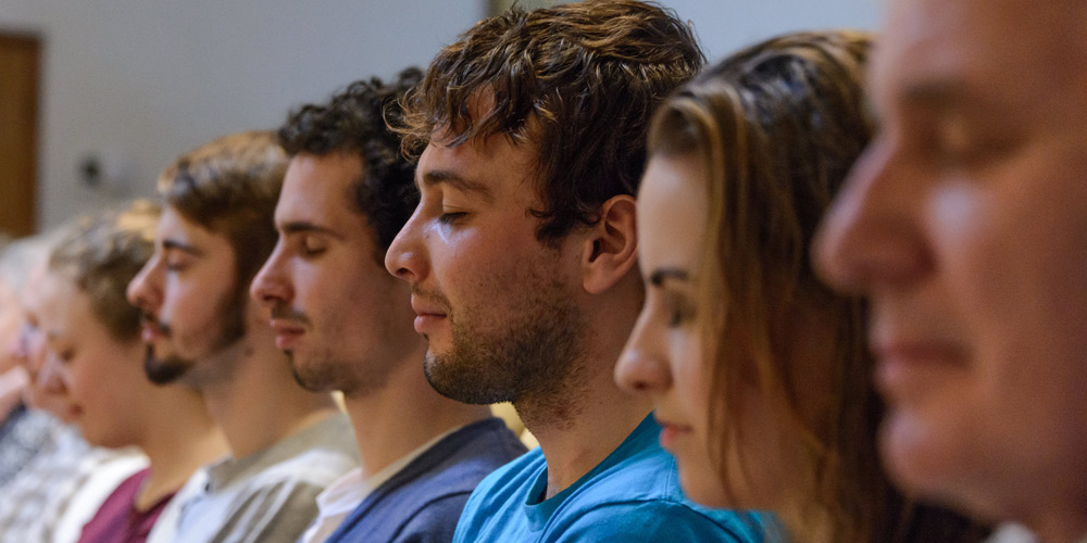 Group meditating